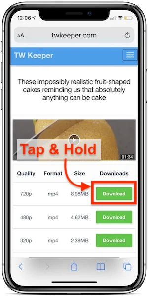 Tap and hold download
